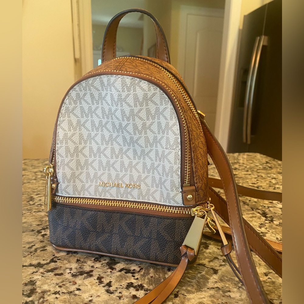 Michael Kors Rhea Mini Color-Block Logo Backpack